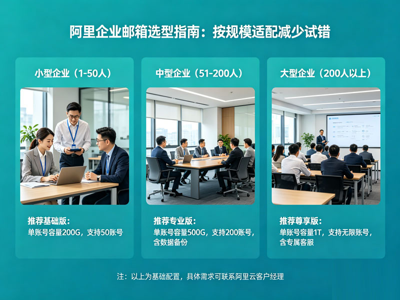 阿里企业邮箱选型少试错，按规模适配